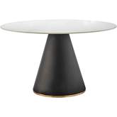 Geneva 51" Round Dining Table in Ceramic, Black & Gold